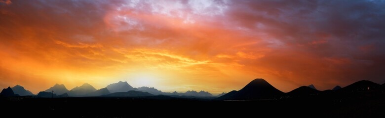 Mountain range silhouette panorama