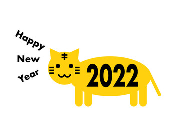 2022年寅年の年賀状イラスト: かわいい虎のアイコン