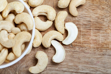 beautiful bent cashew nuts, fresh raw cashew