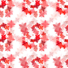 Fototapeta premium Abstract seamless red toned floral pattern illustration on white background.