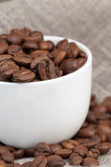 coffee beans for making delicious coffee in a mug