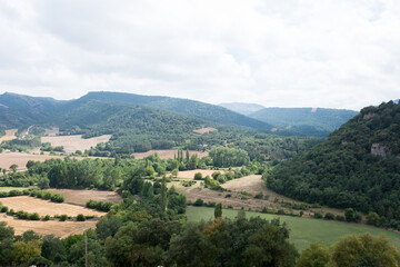 Obraz premium Beautiful green landscape seen from Losa of San Pataleon, Burgos, Merindades, Spain, Europe