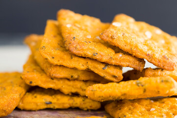 wheat crackers with vegetables and spices