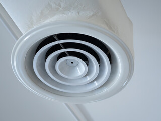 Air Ventilating tube installed on the ceiling of the office building or market mall.