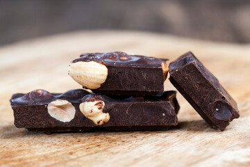 chocolate with hazelnuts broken into pieces