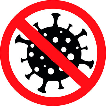 Sign caution coronavirus. Stop coronavirus. Coronavirus outbreak. Coronavirus danger and public health risk disease and flu outbreak. Pandemic medical concept with dangerous cells.Vector illustration