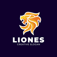 Gradient Lion Head Modern Logo Template