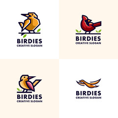 Modern Bird Set Collection Logo Template