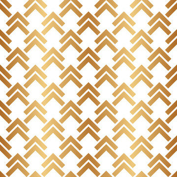 Gold geometric seamless pattern. Golden background. Abstract chevron texture. Repeating gold patern with chivron. Golden shevron for design prints. Repeated geometry backdrop. Vector illustration
