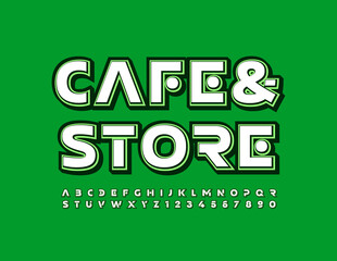 Vector bright Banner Cafe and Store. Retro style Font. Abstract Alphabet Letters and Numbers set
