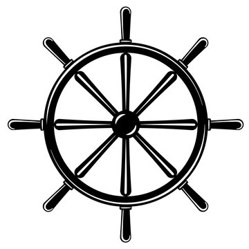 recommend clip art: Black and white ship steering wheel vector icon on transparent background.