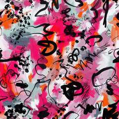 Abstract seamless pattern. Oil brushstrokes. Doodle dash. Texture for print, fabric, textile, wallpaper.