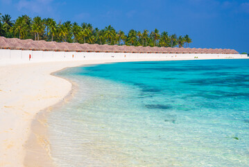 Maldivian landscape at a sunny day on a island in Indian ocean
