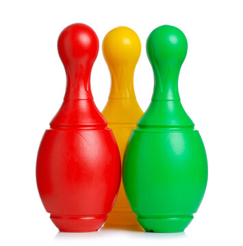 Kids Toy Bowling Skittles On White Background Isolation