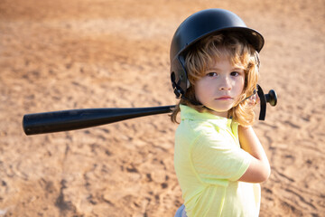 Kid holding a baseball bat. Pitcher child about to throw in youth baseball.