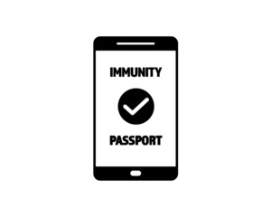 Vaccine passport app on smartphone vector - vaccination travel application on mobile device with sign of immunity from Covid-19 for safe travel after global pandemic of Coronavirus.