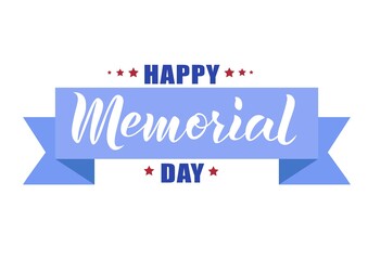 Hand sketched Happy Memorial day text. Banner, card, invitation, postcard template National American holiday.