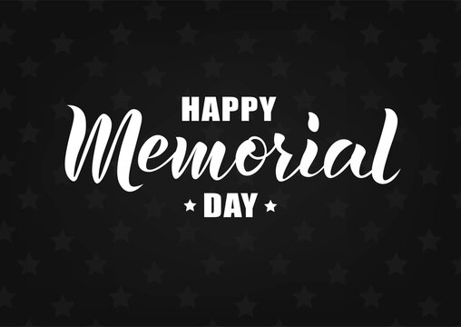Hand sketched Happy Memorial day text. Banner, card, invitation, postcard template National American holiday.