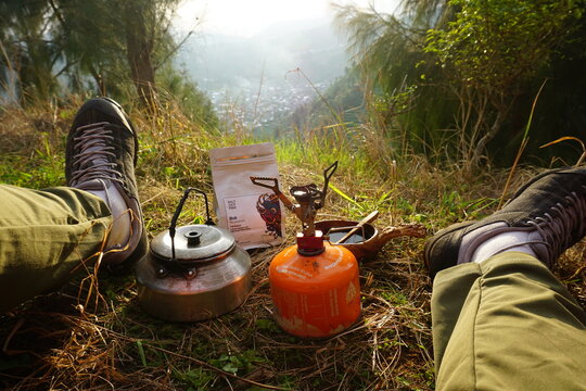 camping coffee & sunset