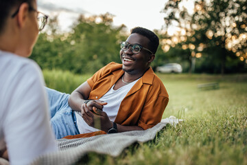 Adult black man, having a good time.
