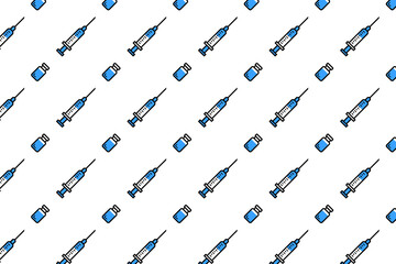 Syringe with needle and vial seamless pattern