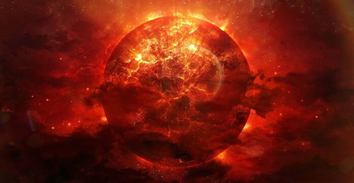 Red Galaxy with Red Planet