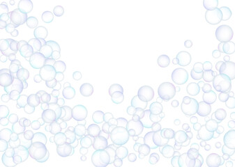 Fototapeta na wymiar Soap bubbles flew randomly on a white background. Vector