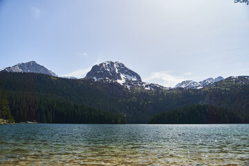Black lake, Natural landscape. Mountain lake, Zabljak, Montenegro, Durmitor national park