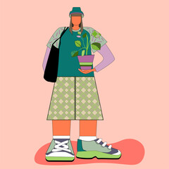 person in green flat illustration