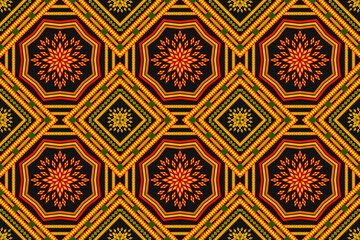 Geometric ethnic seamless pattern traditional Design for background,carpet,wallpaper,clothing,wrapping,Batik,fabric,Vector illustration.embroidery style.