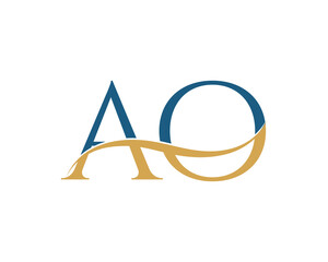 Initial letter AO, AO letter logo design