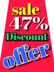 47% discount  sale offer illustration banner board