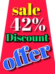 42% discount  sale offer illustration banner board