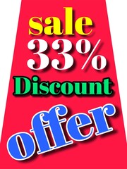 33% discount  sale offer illustration banner board