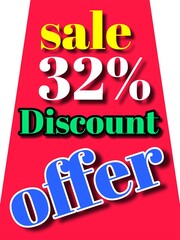 32% discount  sale offer illustration banner board