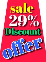 29% discount sale offer illustration banner board