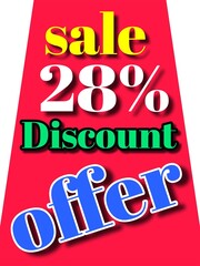 28% discount  sale offer illustration banner board