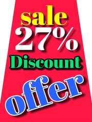 27% discount  sale offer illustration banner board