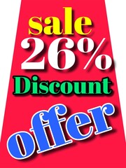 26% discount  sale offer illustration banner board