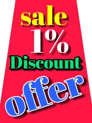 1% off sale discount offer banner board 