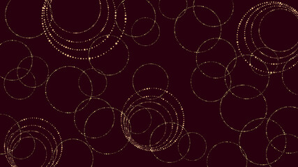 Abstract background. Gold circles on a burgundy background. Vector illustration. It can be used in the design of cover art, screen saver, book design, poster, flyer, CD cover, website background, etc.