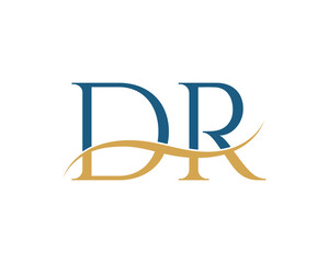 Initial letter DR, DR letter logo design