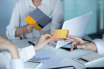 Business people meeting with credit card