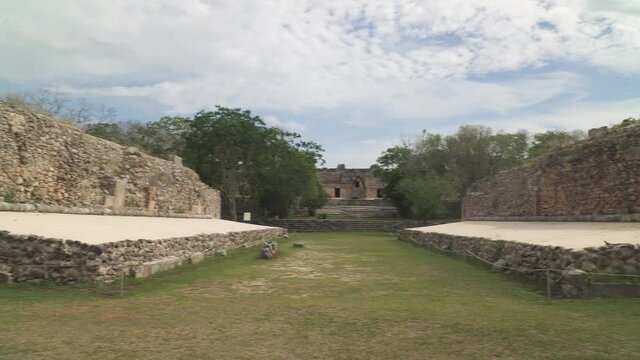Ruins of Mayan sport court  in ancient city of Uxmal, Yucatan, Mexico