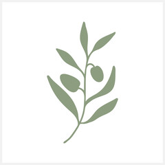 Cartoon olive branch icon isolated. Doodle hand drawn art. Italy country symbol. Olive branch with fruits. Food vector illustration. EPS 10
