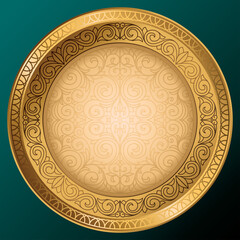 Golden ornate decorative vintage blank emblem