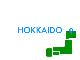 ポップな"HOKKAIDO"(北海道)イメージ（ポップなデフォルメ日本地図アイコン）（白背景）