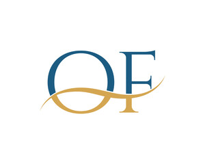 Initial letter OF,  OF letter logo design