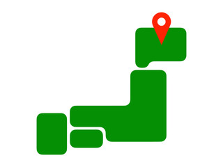 ポップなデフォルメ日本地図（北海道マップピン）