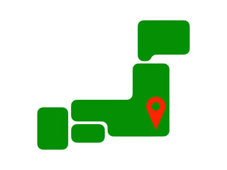 ポップなデフォルメ日本地図（東京マップピン）